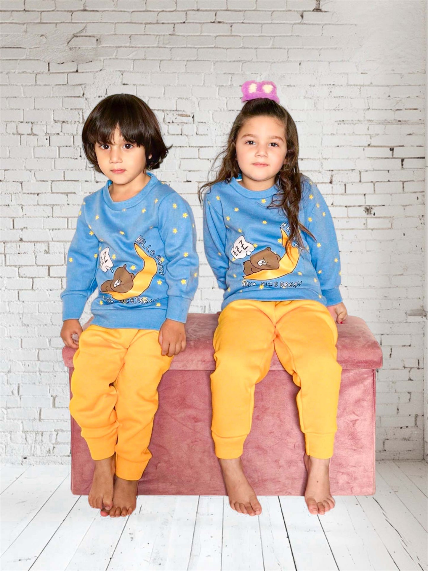 Fleece Fabric Moon Printed Kids Winter Suit ( Each )