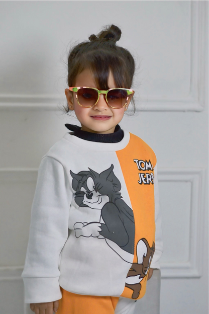Fleece Fabric Tom and Jerry Printed Kids Winter Suit (Each)