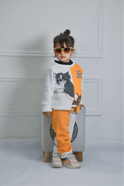 Fleece Fabric Tom and Jerry Printed Kids Winter Suit (Each)