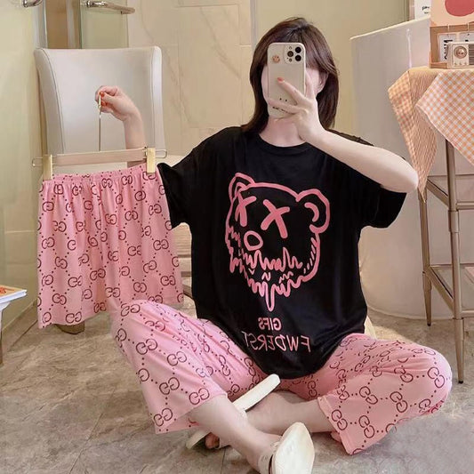 Three Piece Black Teddy Bear Nightwear