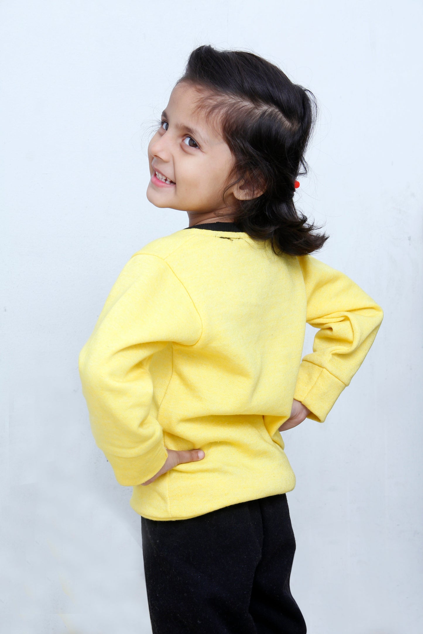 Fleece Fabric Yellow OK Printed Kids Winter Suit ( Each )