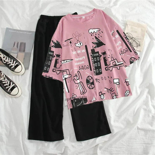 Pink Funcky Printed Night Suit