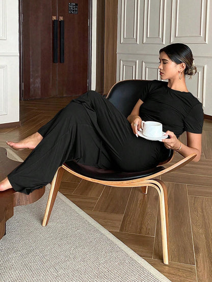 Black Plain Stylish Night Suit