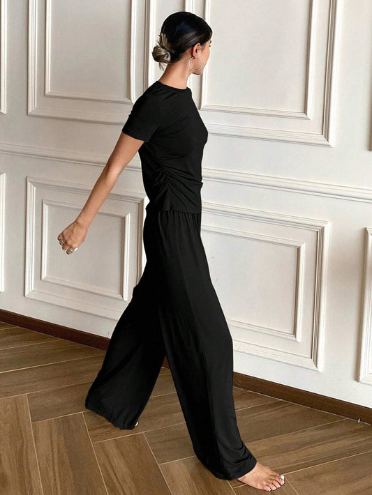Black Plain Stylish Night Suit