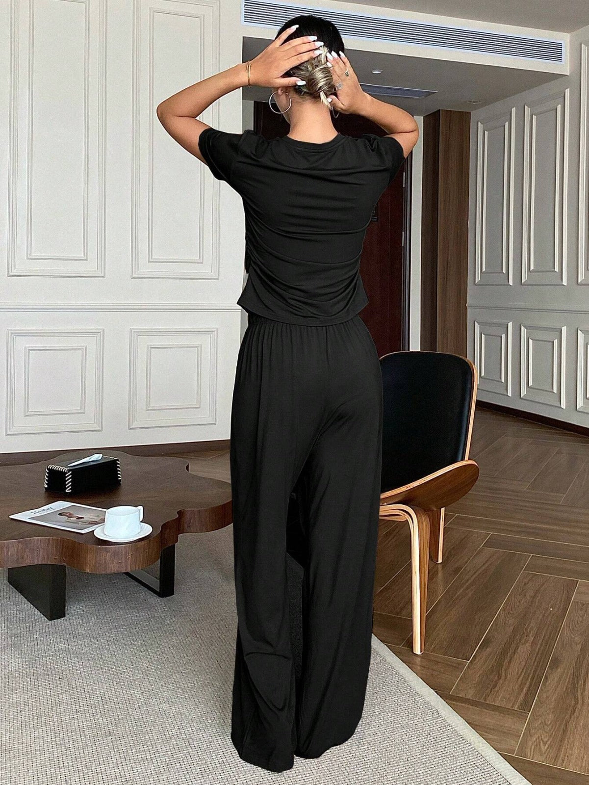 Black Plain Stylish Night Suit
