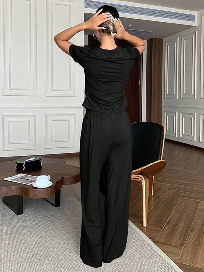 Black Plain Stylish Night Suit