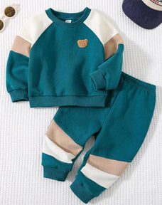 Green Teddy Printed Kids Winter Suit