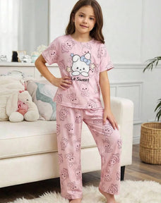 Sweet Bear Half Sleeve Printed Night Suit (7-14 Years)