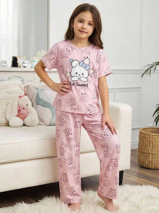 Sweet Bear Half Sleeve Printed Night Suit (7-14 Years)