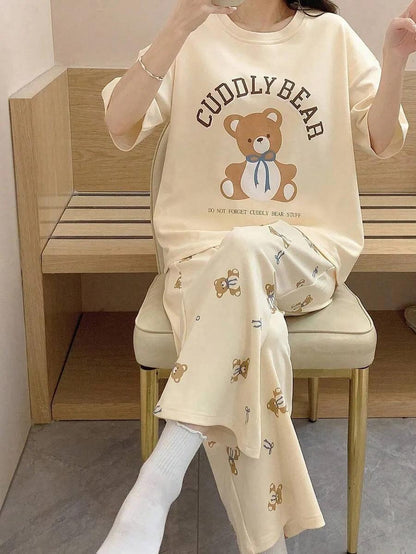Cuddly Bear Printed Night Suit