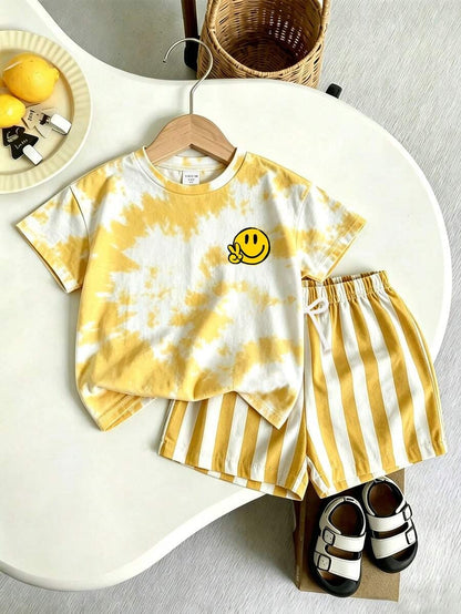 Smiley Face Half Sleeve Kids Suit