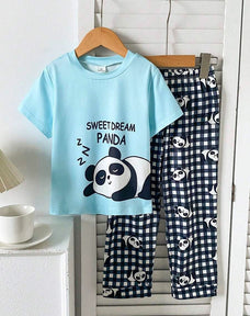 Sweet Dream Panda Half Sleeve Kids Suit