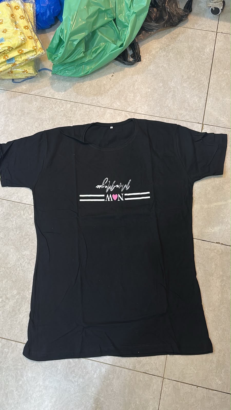 Bloom Printed Black Long T Shirt