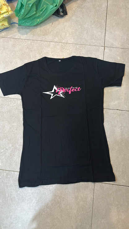 Perfect Printed Black Long T Shirt