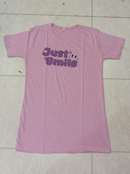 Love Forever Printed Pink Long T Shirt