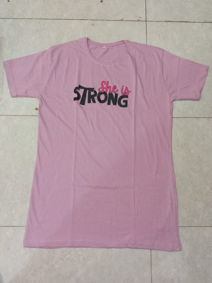 Love Forever Printed Pink Long T Shirt