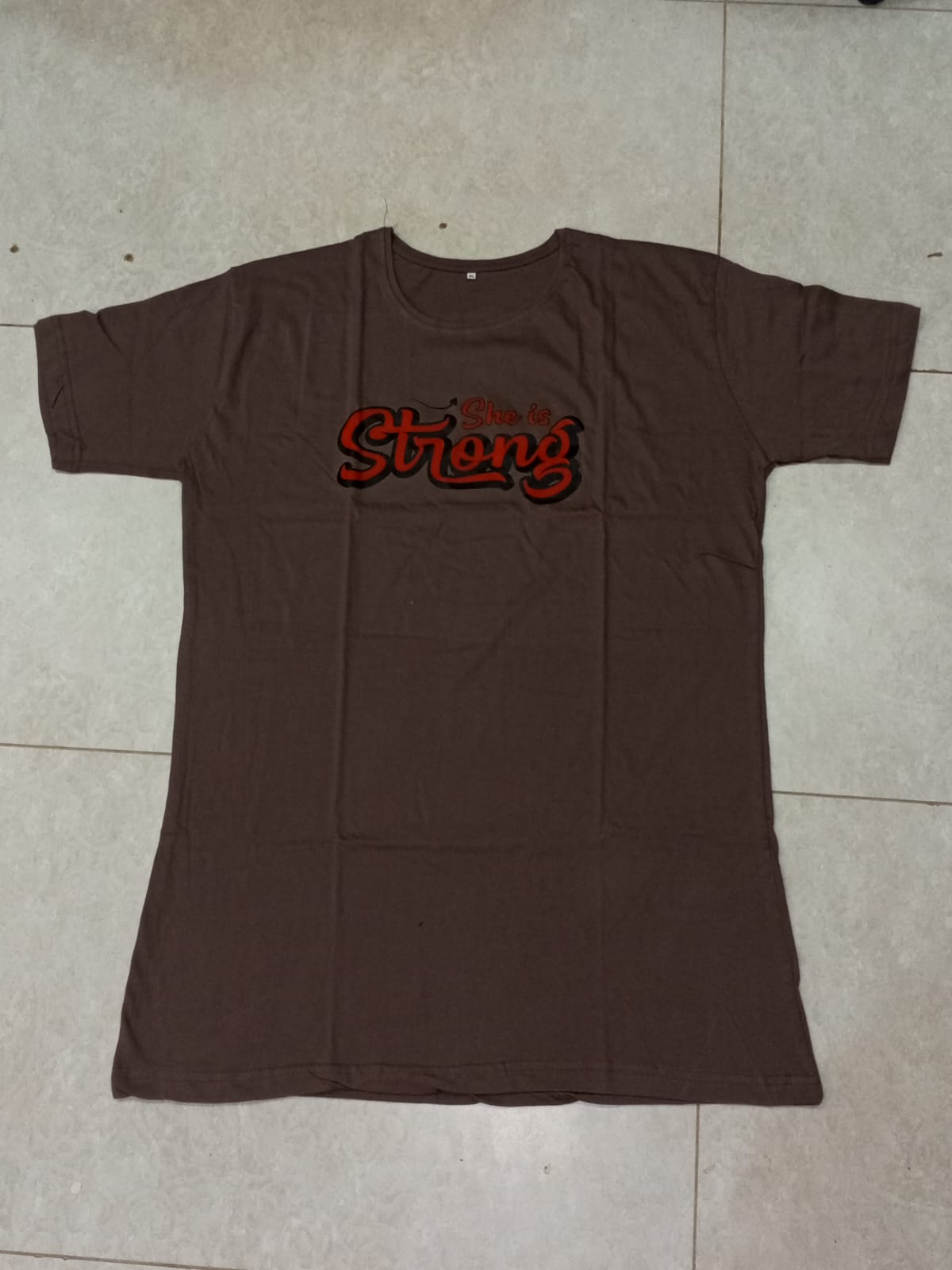 Beautiful Life Printed Brown Long T Shirt