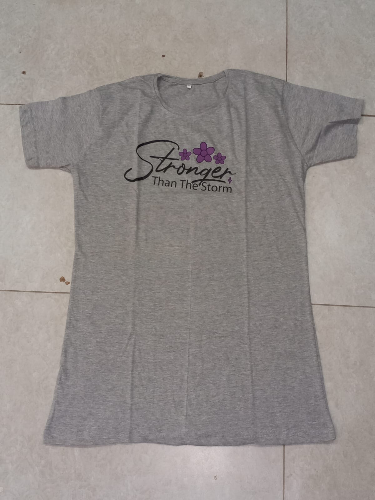 Fearless Printed Grey Long T Shirt