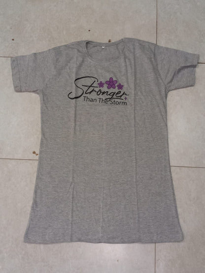 Fearless Printed Grey Long T Shirt