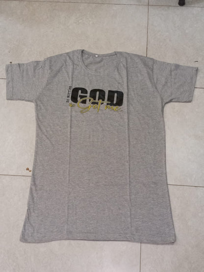 Fearless Printed Grey Long T Shirt
