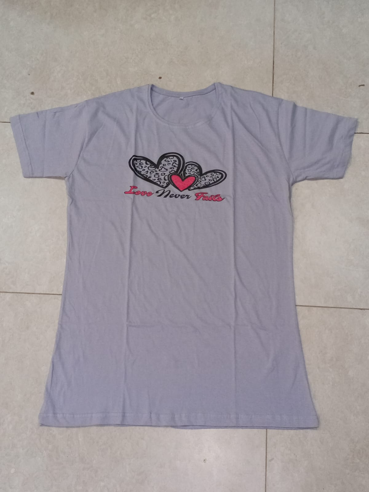 Love More Printed Blue Long T Shirt