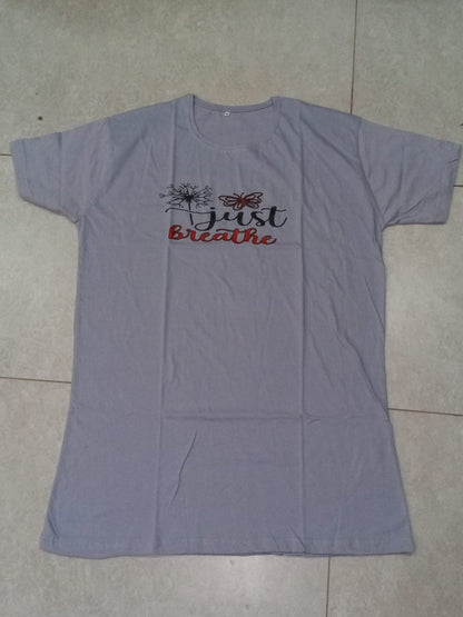 Love More Printed Blue Long T Shirt