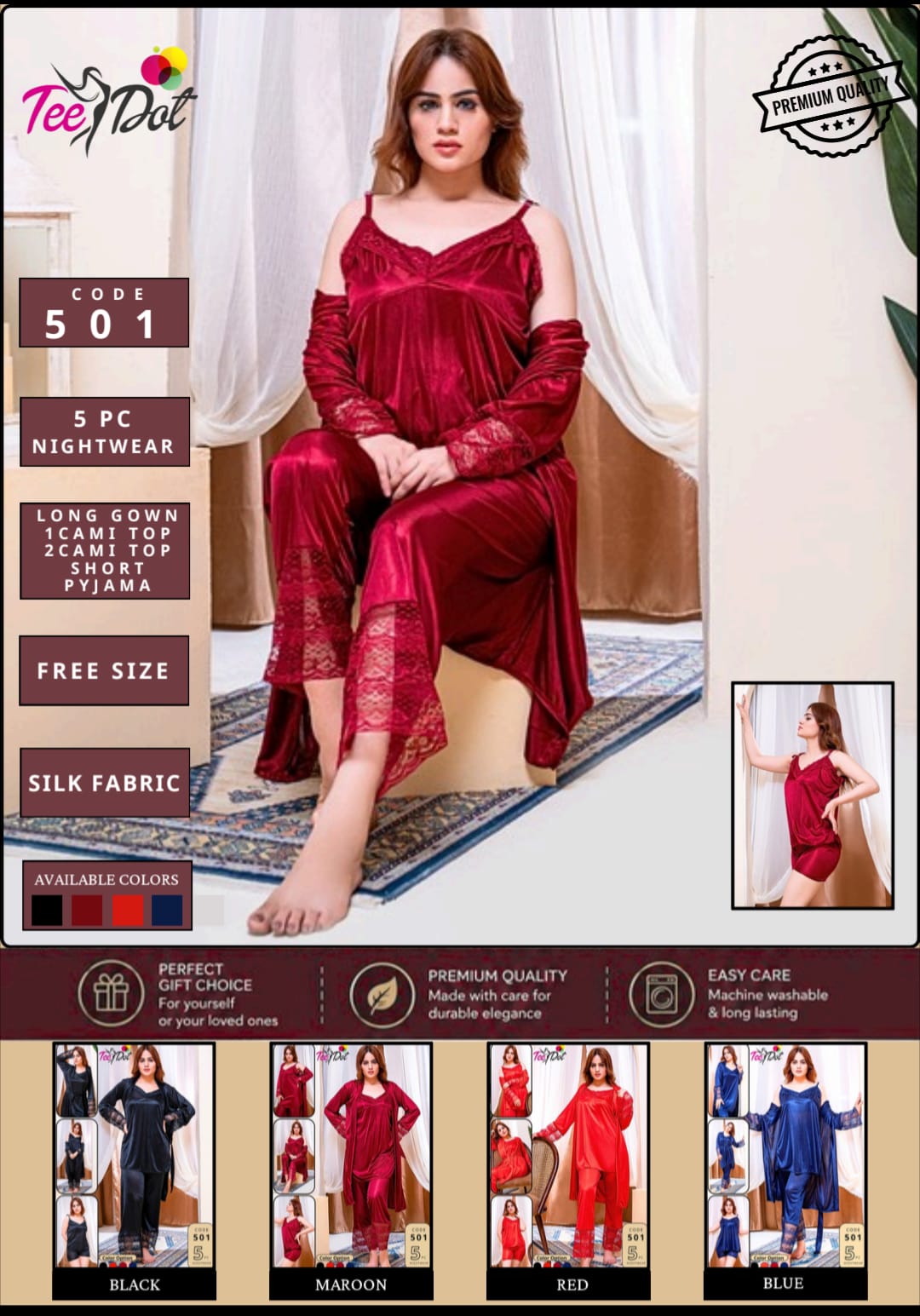 5 Piece Bridal Cami Nighty
