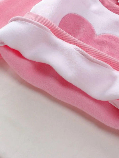 Pink Heart Printed Kids Winter Suit
