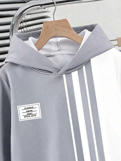 Grey Linear Printed Kids Winter Suit (7-14 Years)
