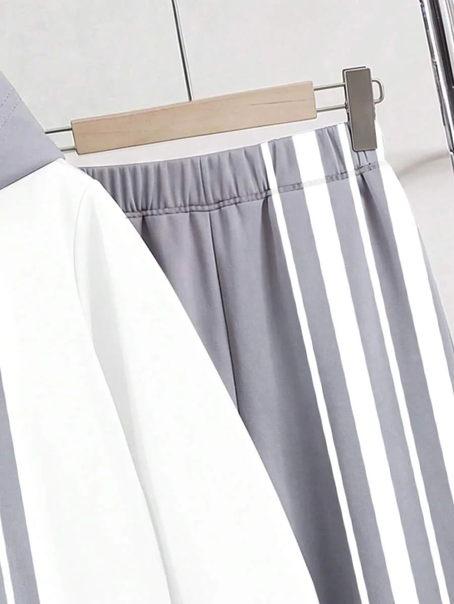 Grey Linear Printed Kids Winter Suit (7-14 Years)