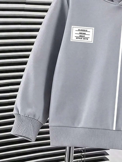 Grey Linear Printed Kids Winter Suit (7-14 Years)