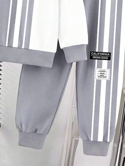 Grey Linear Printed Kids Winter Suit (7-14 Years)