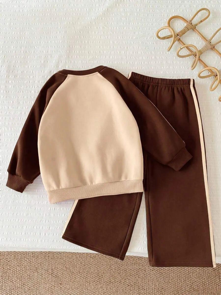 Brown Bow Printed Kids Winter Suit