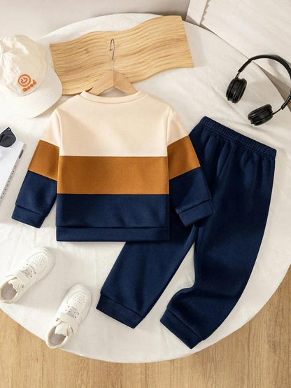 Justme Cream Contrast Printed Kids Winter Suit