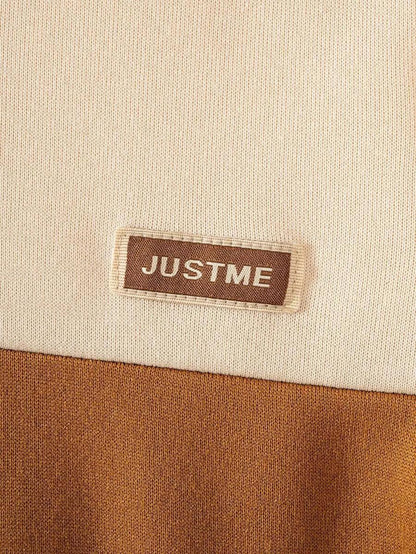 Justme Cream Contrast Printed Kids Winter Suit