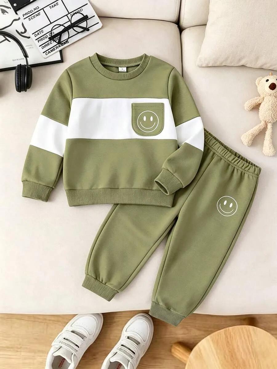 Smiley Face Pocket Printed Kids Winter Suit