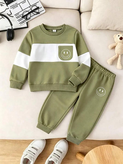 Smiley Face Pocket Printed Kids Winter Suit