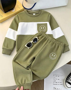 Smiley Face Pocket Printed Kids Winter Suit