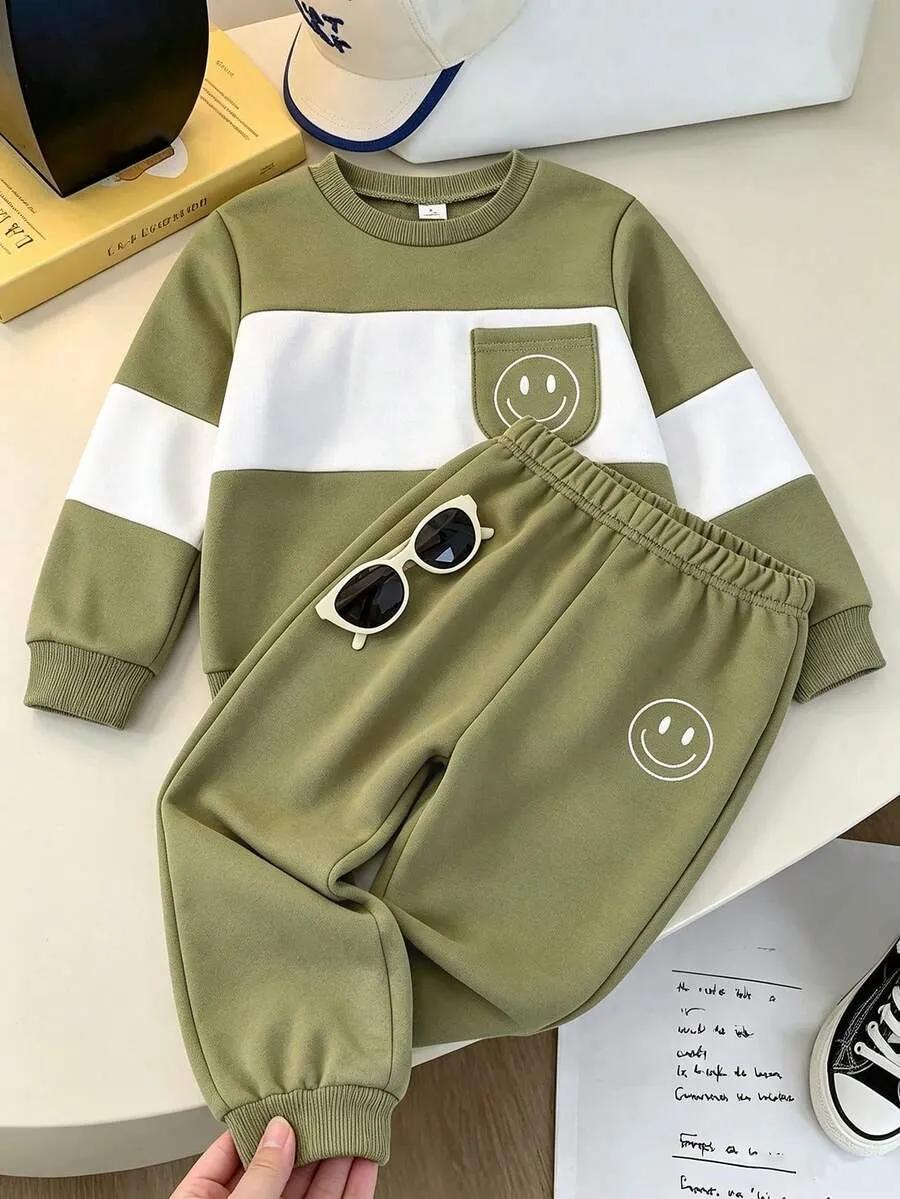 Smiley Face Pocket Printed Kids Winter Suit