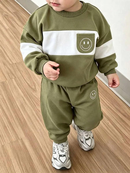 Smiley Face Pocket Printed Kids Winter Suit