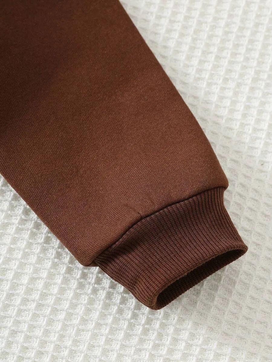 Brown Hooded Bear Printed Kids Winter Suit