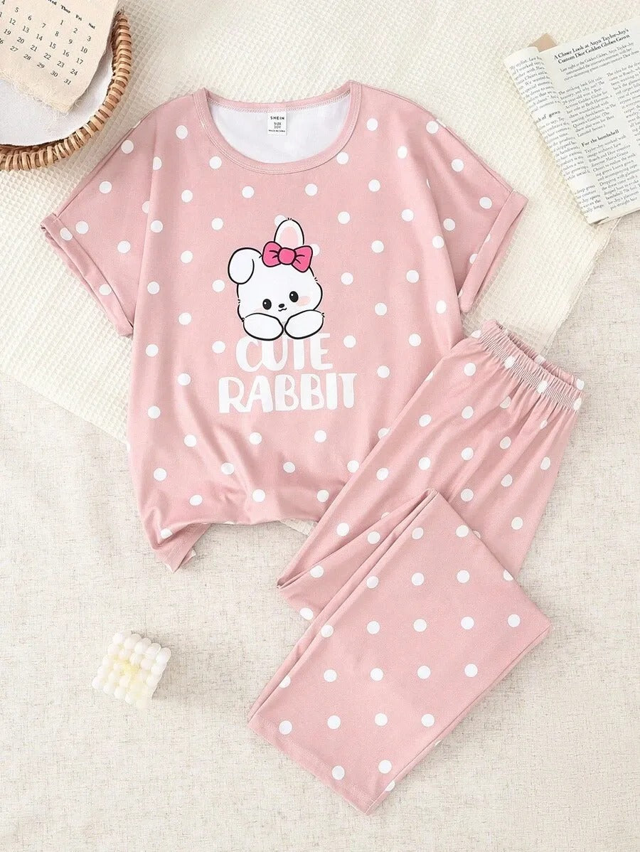 Purple Half Sleeve Butterfly Night Suit (7-14 Years)
