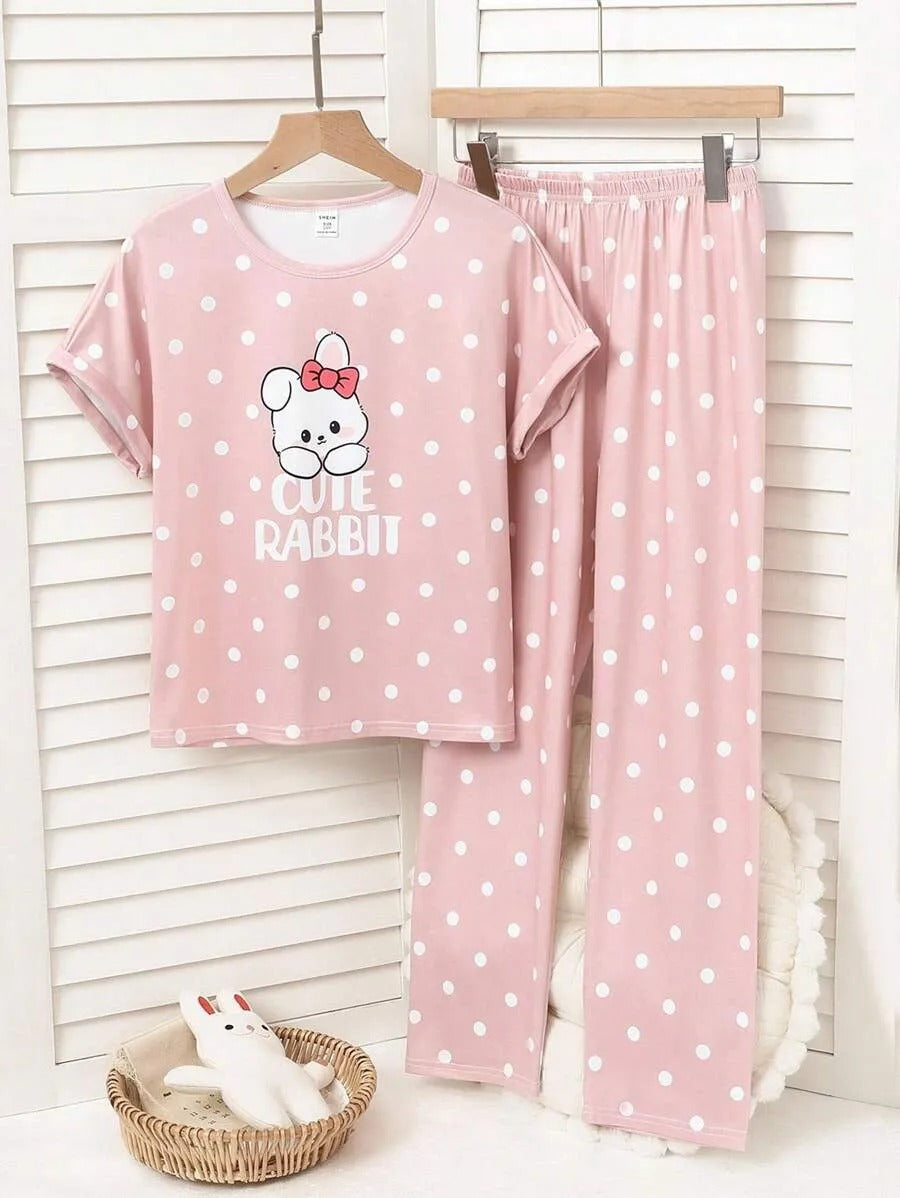 Purple Half Sleeve Butterfly Night Suit (7-14 Years)