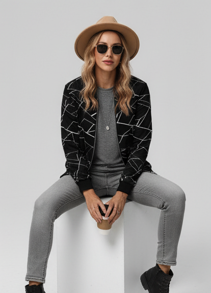 Winter Geo Printed Jacket For Women
