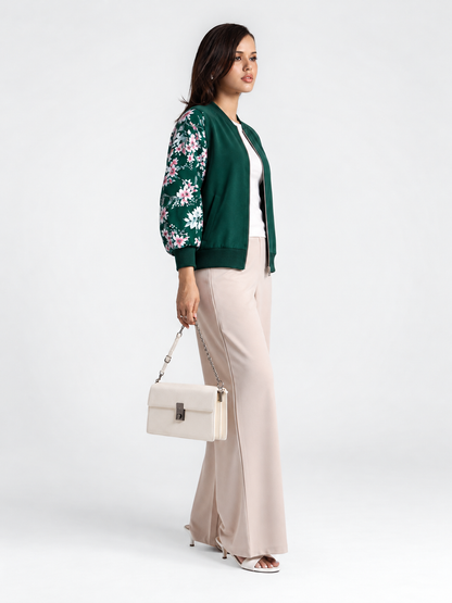 Winter Green Floral Jacket Women