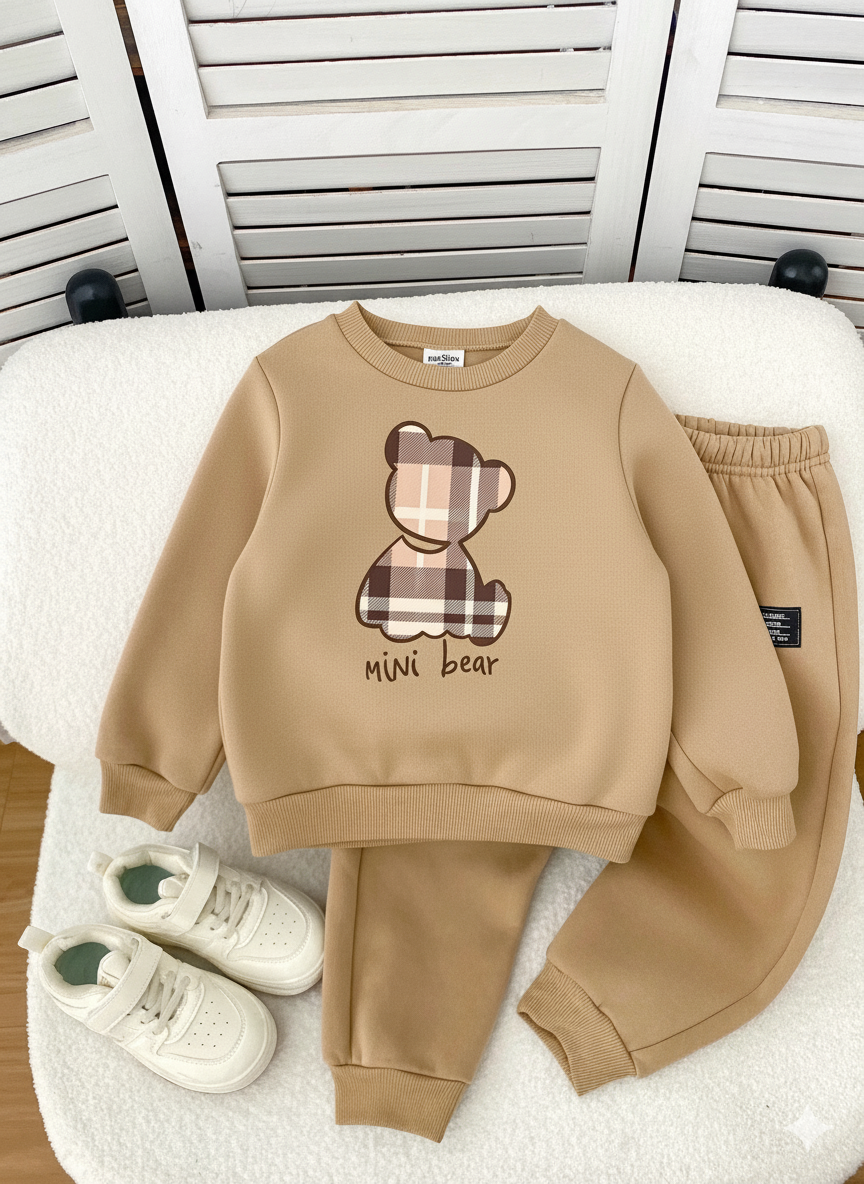 Mini Bear Printed Kids Winter Suit