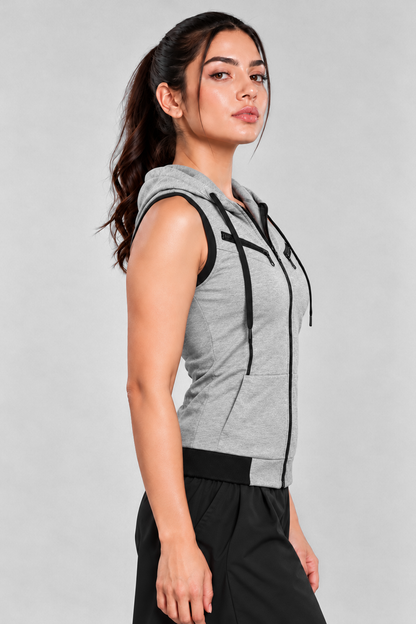 Winter Sleeveless Hooded Zipper For Women