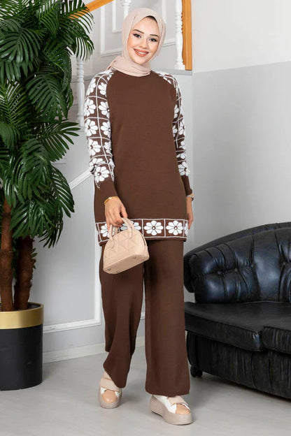 Winter Sunflower Printed Long Sleeves 2 PC Co-Ord Set