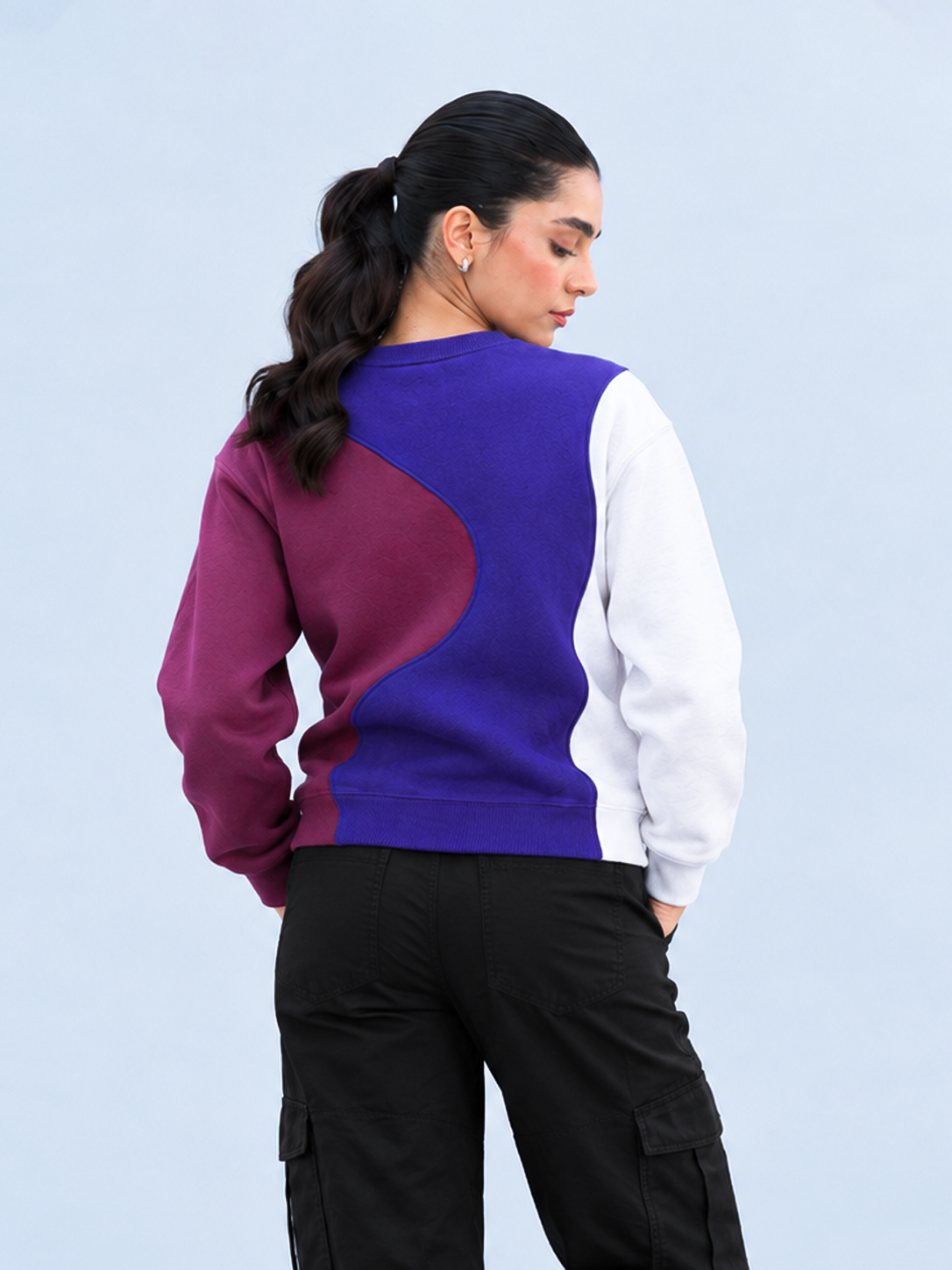 Winter Purple Multi Color Sweatshirt For Women