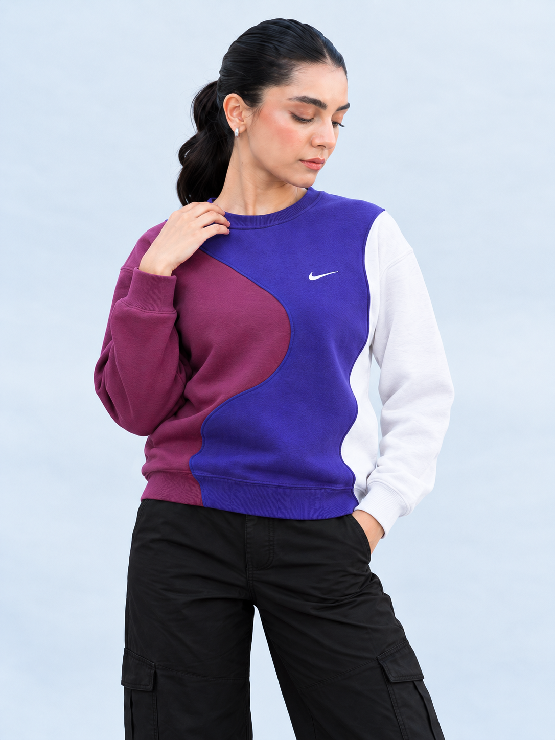 Winter Purple Multi Color Sweatshirt For Women
